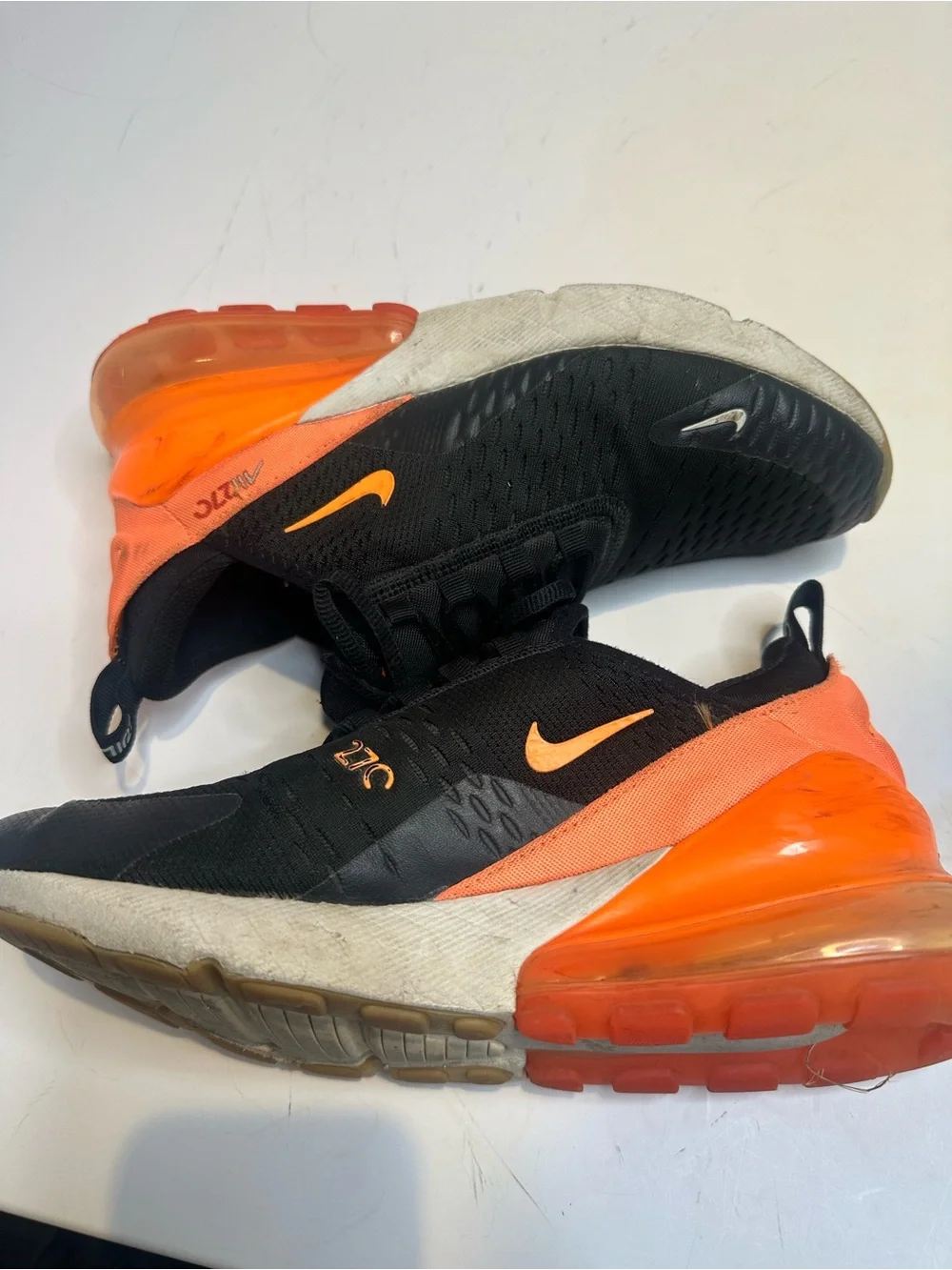 Nike Kids Air270 Black with Orange Accents Youth Sneakers